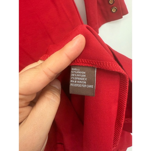 J.McLaughlin Odelia Split V Neck 3/4 Buttons Sleeves Career Shift Dress Red Sz S - Picture 5 of 6